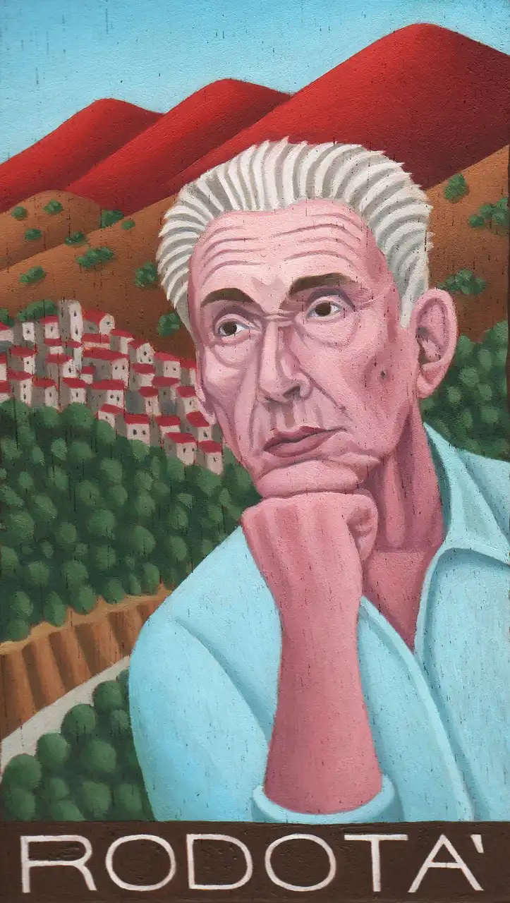 San. C – Stefano Rodotà, Olio su tavoletta di legno, 10,5 × 18 cm, Franco Biagioni