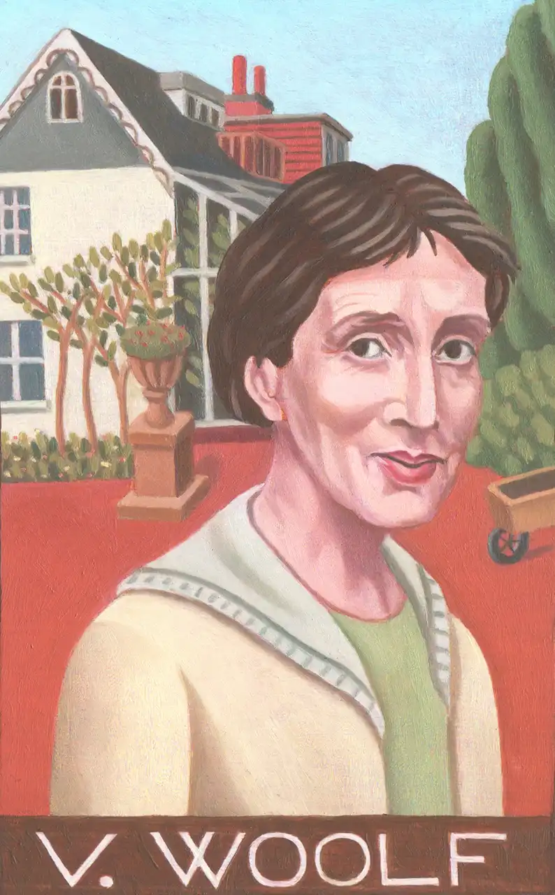 San. CL – Virginia Woolf, Olio su tavoletta di legno, 11 × 17,5 cm, Franco Biagioni
