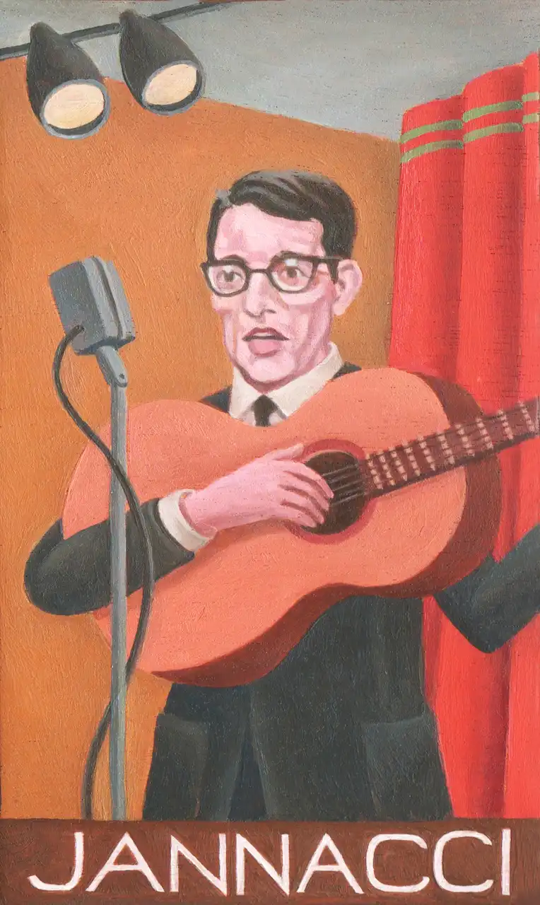 San. CLI – Enzo Jannacci, Olio su tavoletta di legno, 11 × 18 cm, Franco Biagioni