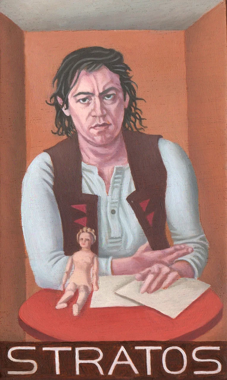 San. CLII – Demetrio Stratos, Olio su tavoletta di legno, 11 × 18 cm, Franco Biagioni