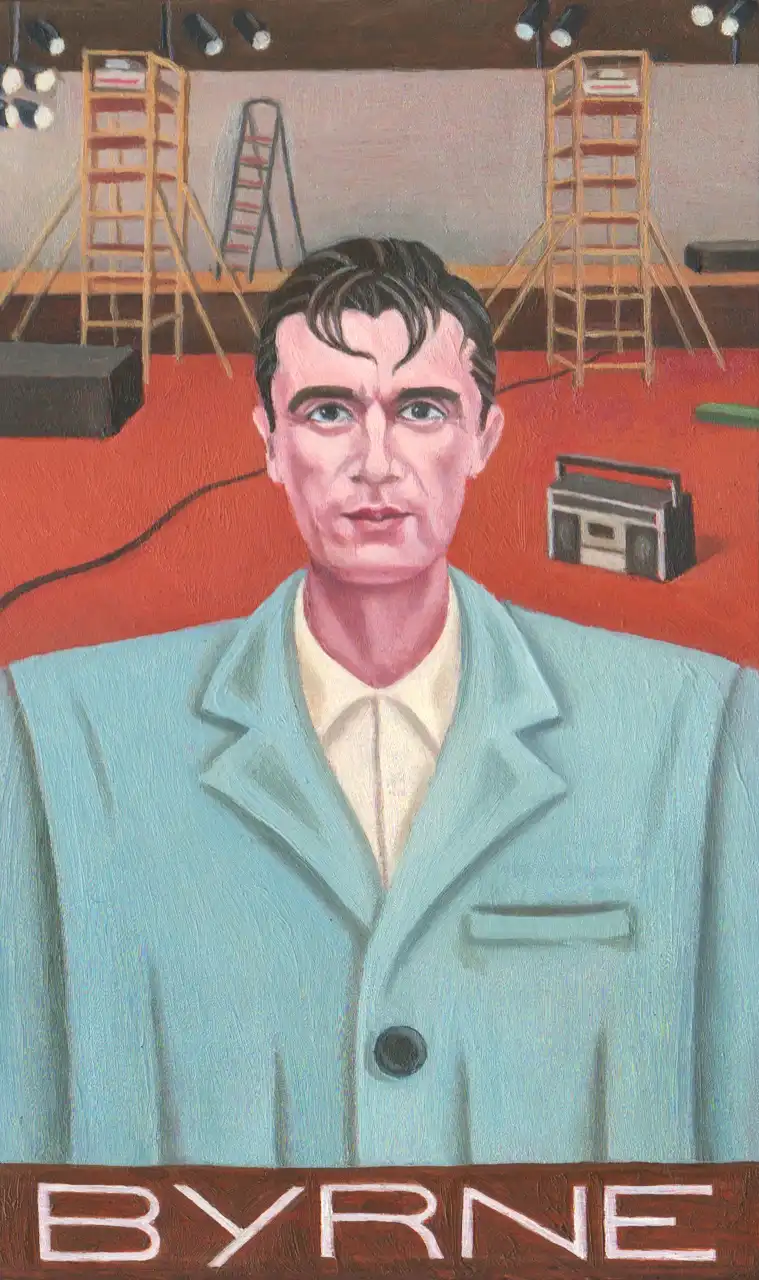 San. CXLIX – David Byrne, Olio su tavoletta di legno, 11 × 17,5 cm, Franco Biagioni