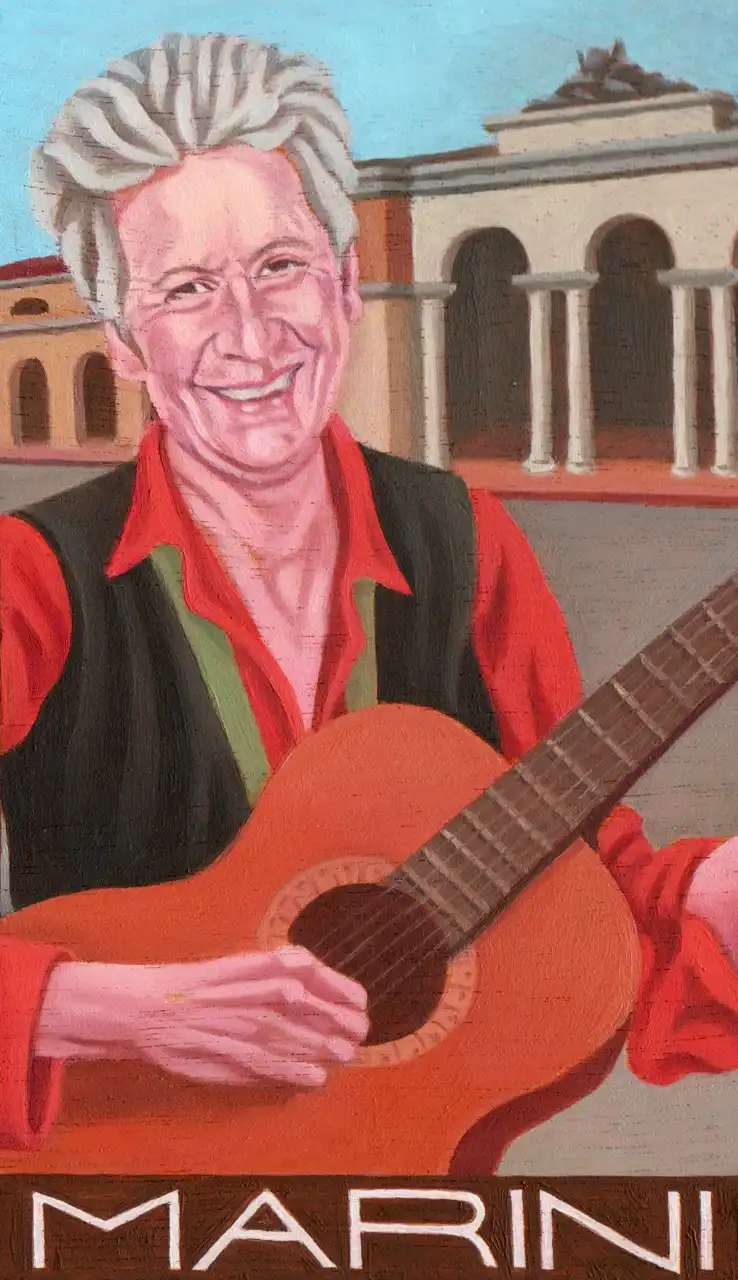 San. CXLVIII – Giovanna Marini, Olio su tavoletta di legno, 11 × 18 cm, Franco Biagioni