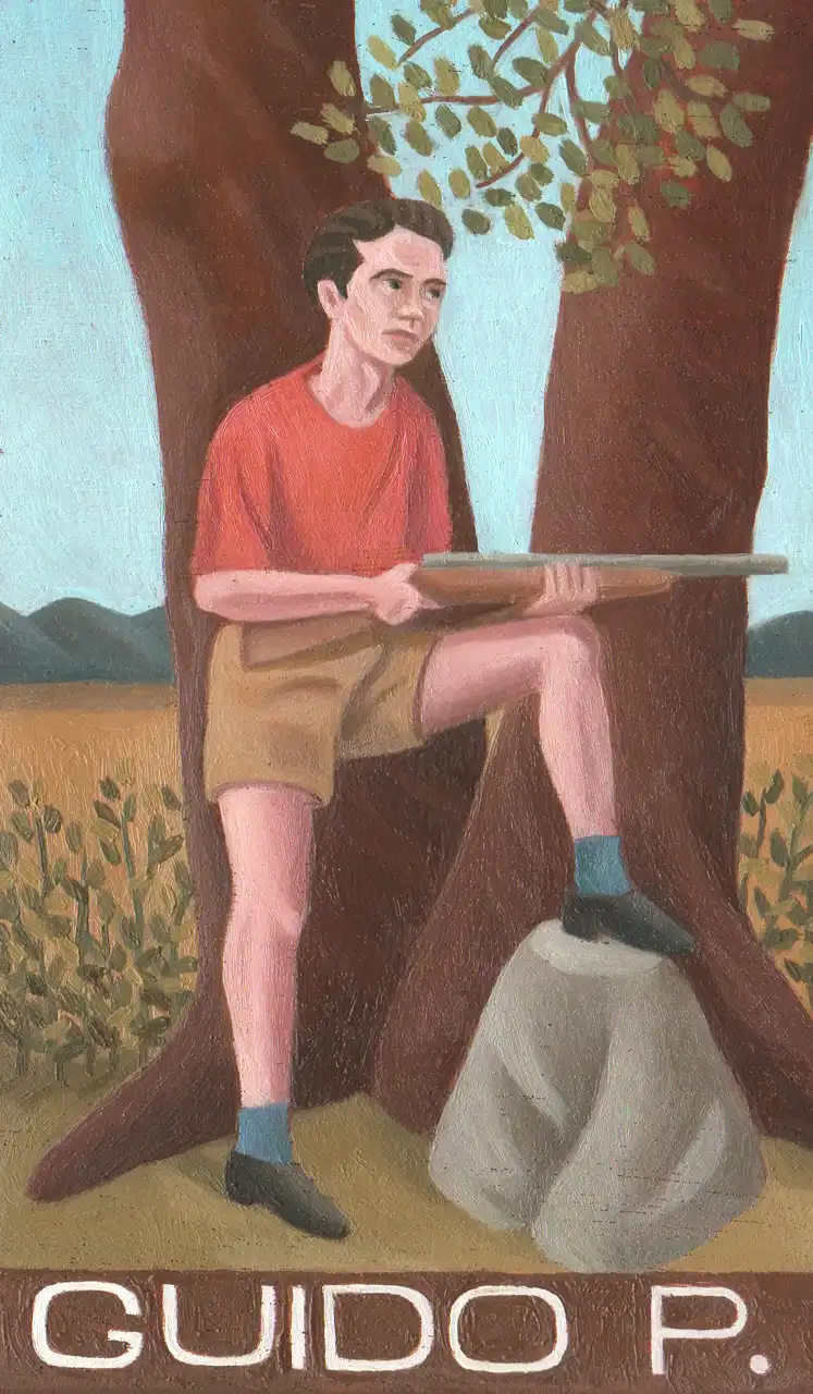 San. CXXIX – Guido Pasolini, Olio su tavoletta di legno, 10 × 17 cm, Franco Biagioni