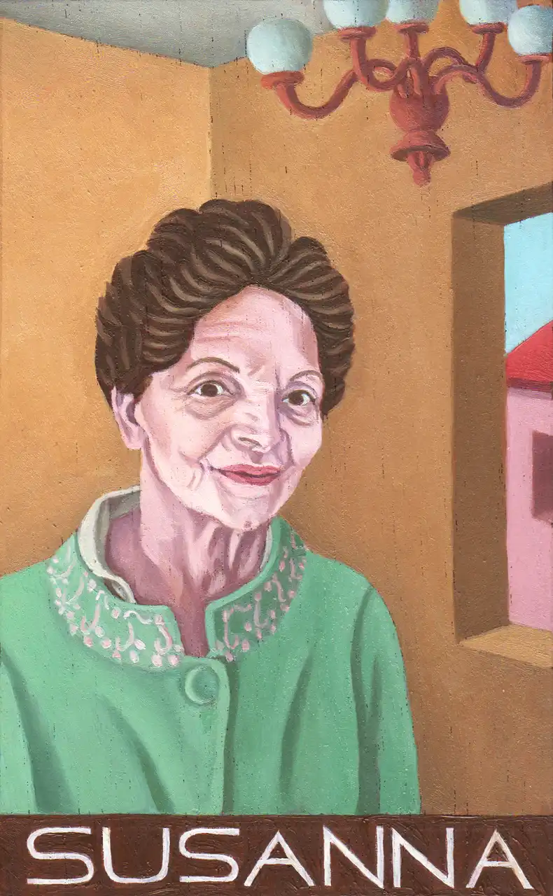 San. CXXXIX – Susanna Colucci, Olio su tavoletta di legno, 10,5 × 16,5 cm, Franco Biagioni