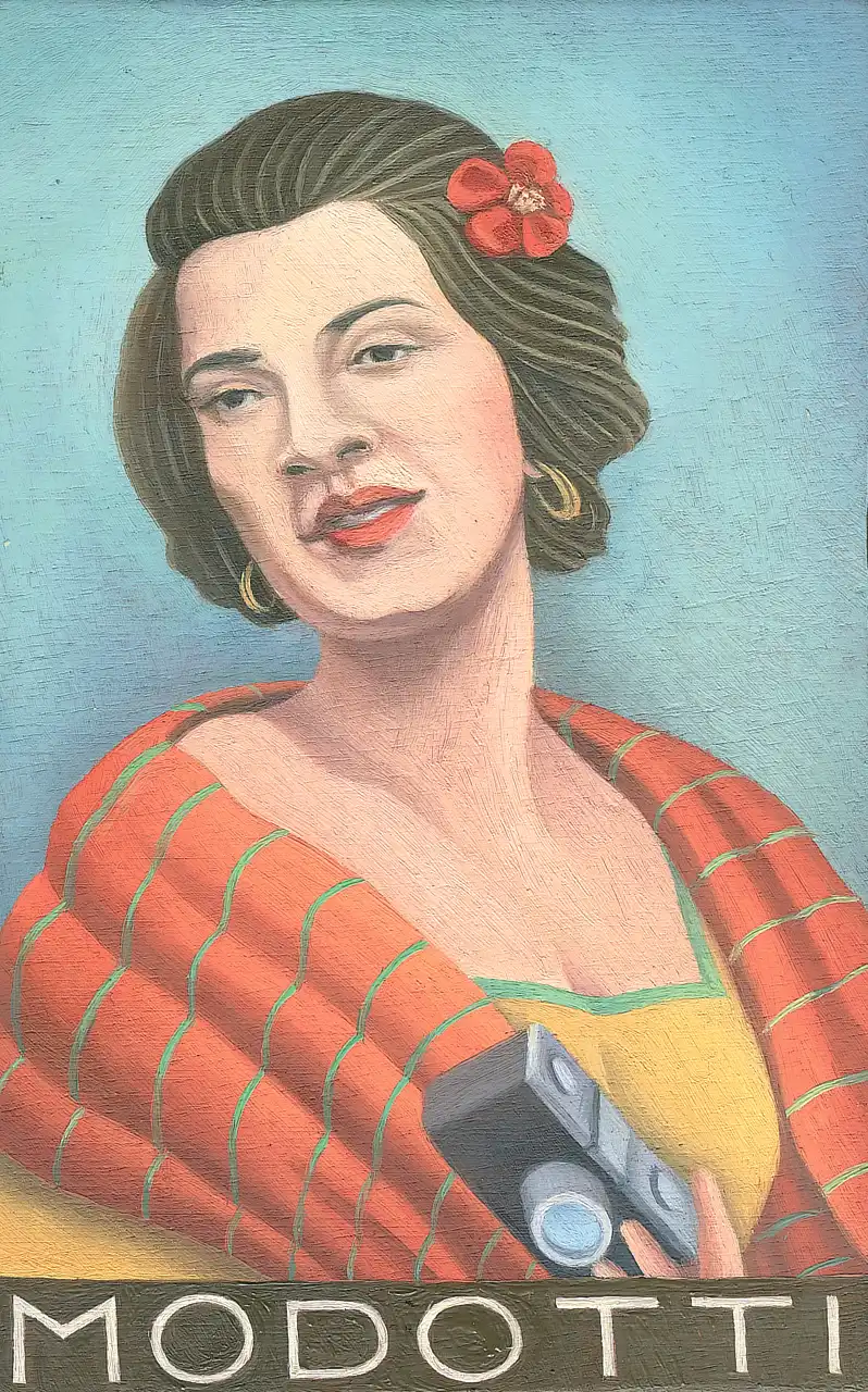 San. IX – Tina Modotti, Olio su tavoletta di legno, 11 × 17 cm, Franco Biagioni