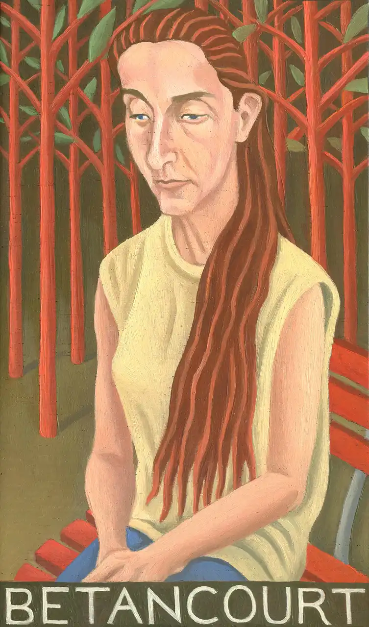 San. LVIII – Ingrid Bétancourt, Olio su tavoletta di legno, 11 × 18 cm, Franco Biagioni