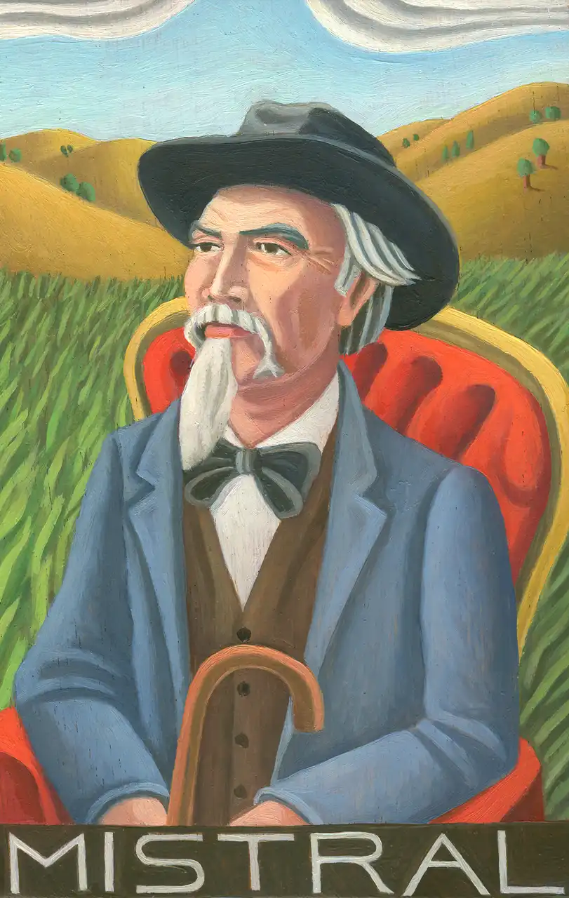 San. LXI – Frédéric Mistral, Olio su tavoletta di legno, 11,5 × 18 cm, Franco Biagioni