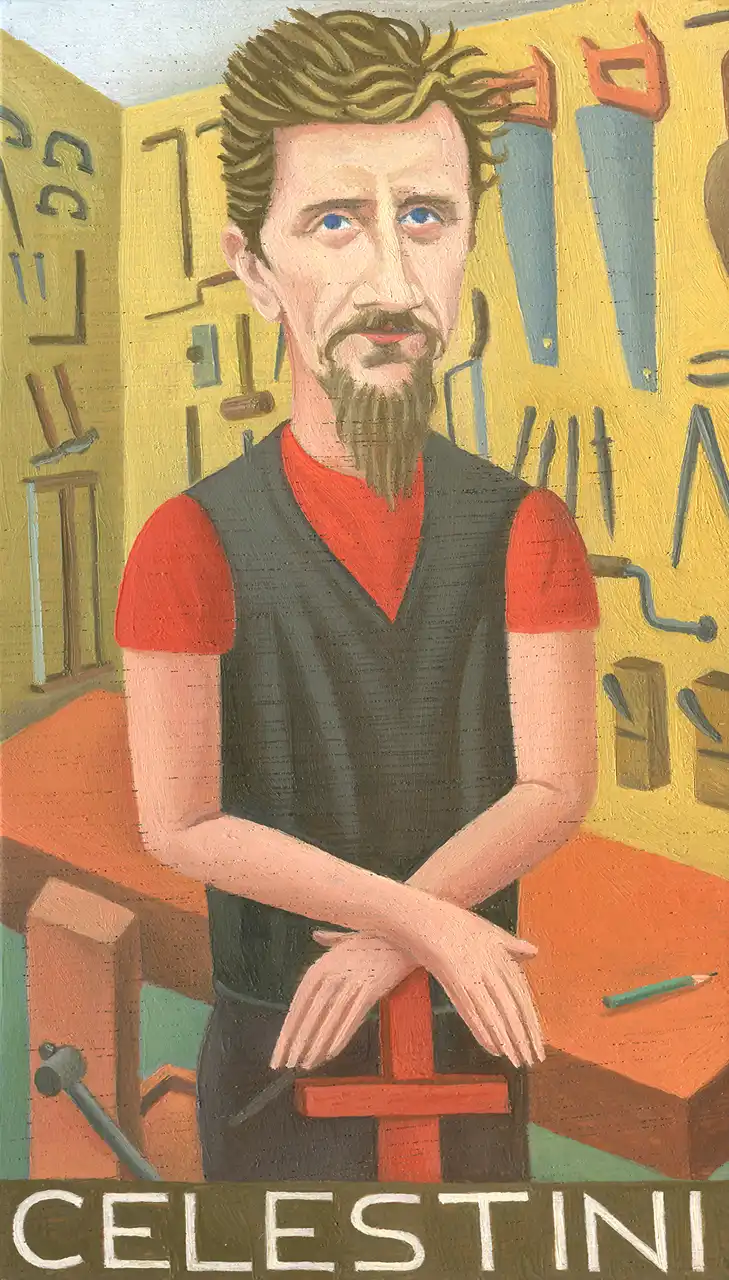 San. LXXI – Ascanio Celestini, Olio su tavoletta di legno, 10,5 × 18 cm, Franco Biagioni