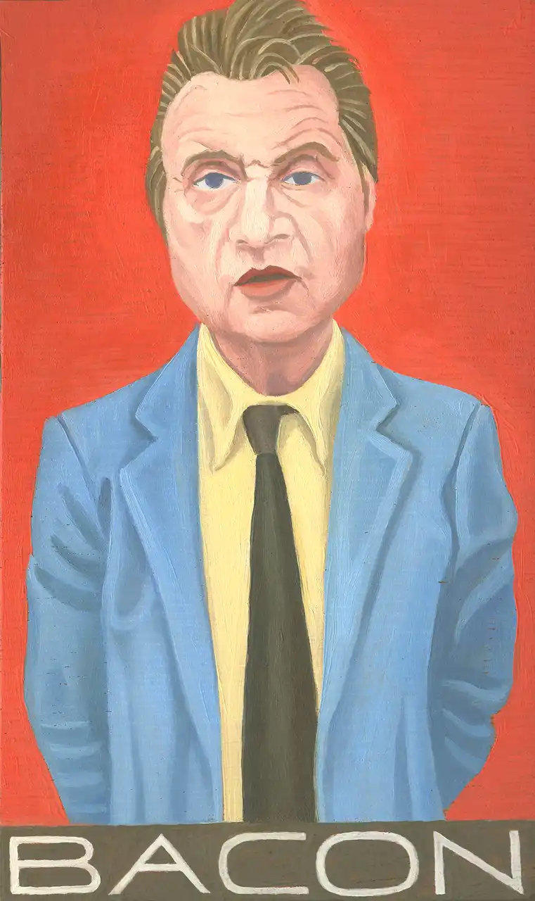 San. LXXII – Francis Bacon, Olio su tavoletta di legno, 11 × 18 cm, Franco Biagioni