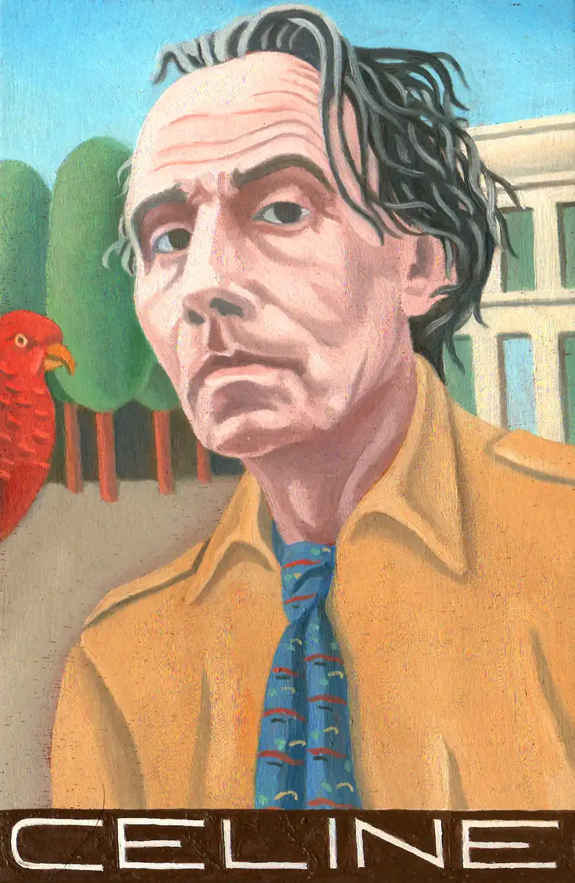 San. LXXX – Louis Ferdinand Celine, Olio su tavoletta di legno, 11 × 16 cm, Franco Biagioni