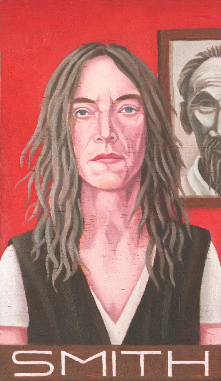 San. LXXXV – Patti Smith, Olio su tavoletta di legno, 11 × 18,5 cm, Franco Biagioni