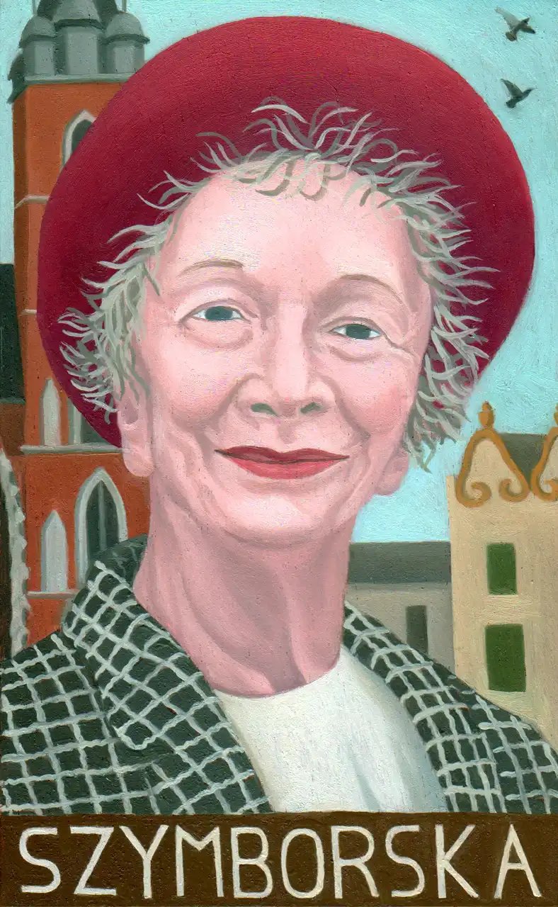 San. LXXXVI – Wislawa Szymborska, Olio su tavoletta di legno, 10,5 × 16,5 cm, Franco Biagioni
