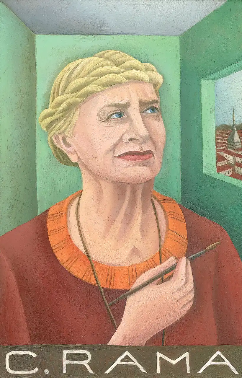 San. VIII – Carol Rama, Olio su tavoletta di legno, 12 × 18 cm, Franco Biagioni