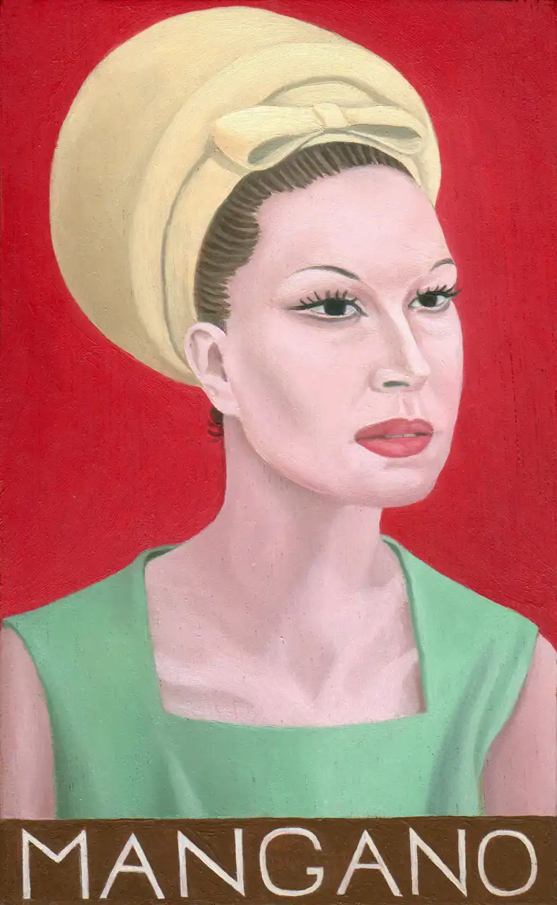 San. XC – Silvana Mangano, Olio su tavoletta di legno, 10,5 × 16,5 cm, Franco Biagioni