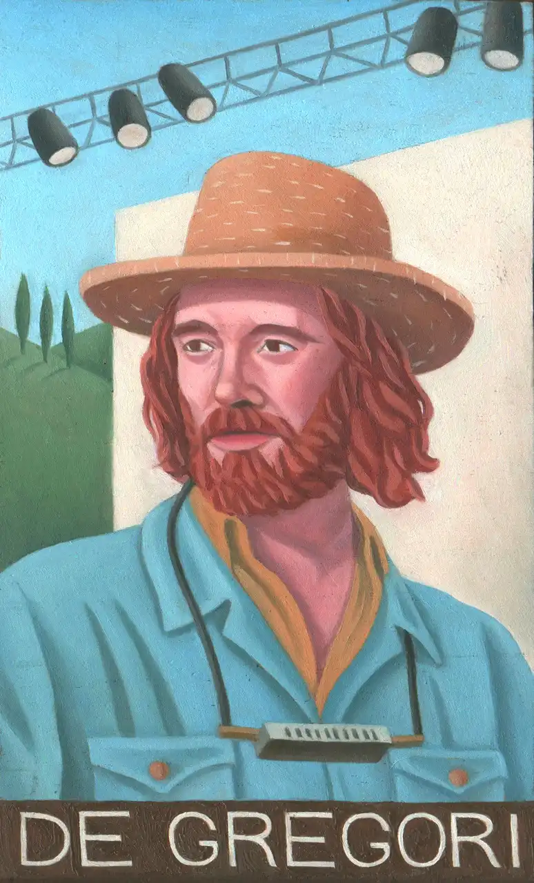 San. XCIX – Francesco De Gregori, Olio su tavoletta di legno, 11 × 17,5 cm, Franco Biagioni
