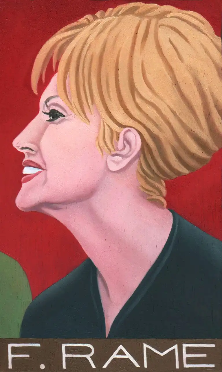 San. XCV – Franca Rame, Olio su tavoletta di legno, 11 × 18 cm, Franco Biagioni