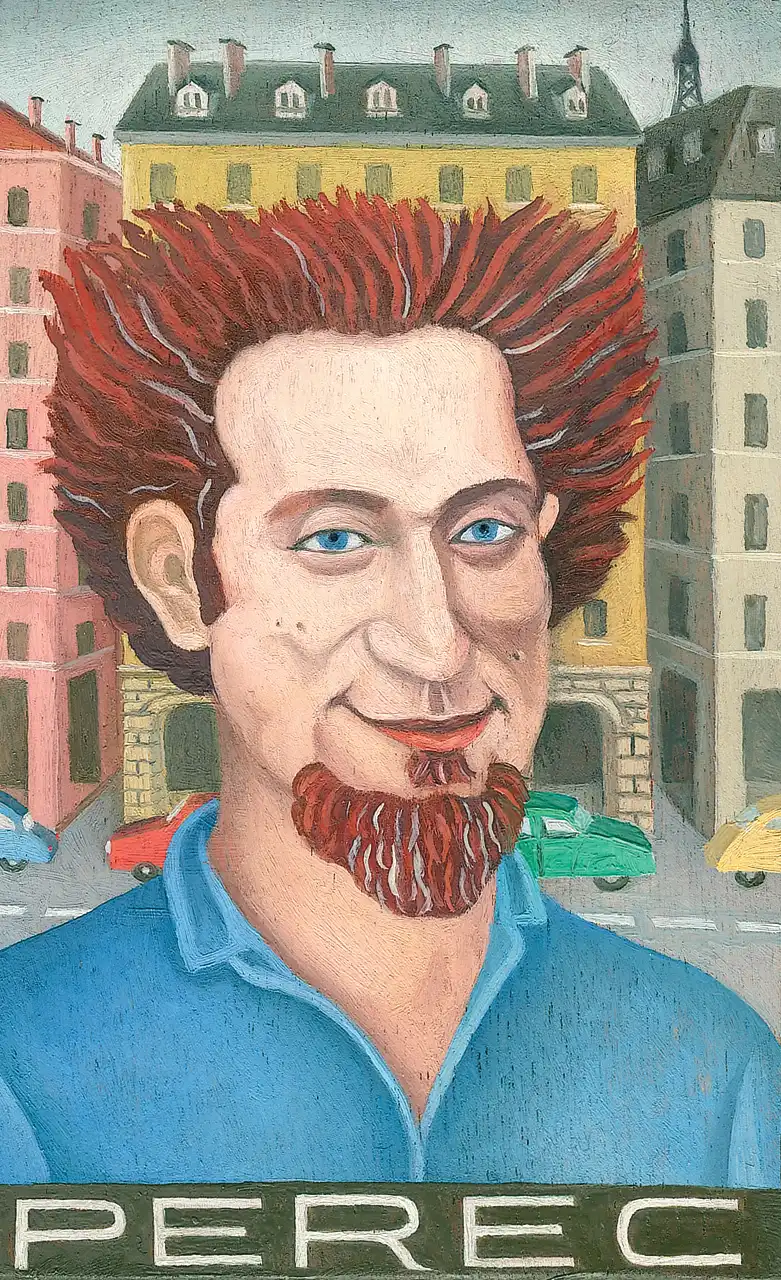 San. XIII – Georges Perec, Olio su tavoletta di legno, 10,5 × 17 cm, Franco Biagioni