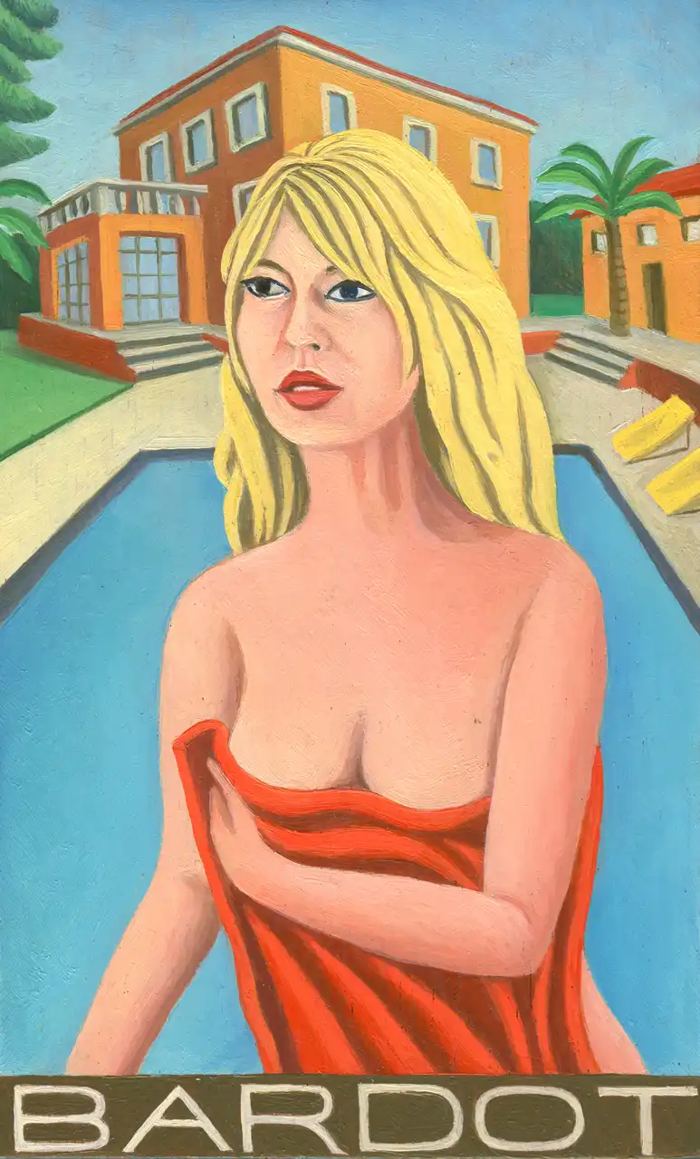 San. XLVIII – Brigitte Bardot, Olio su tavoletta di legno, 11 × 18 cm, Franco Biagioni