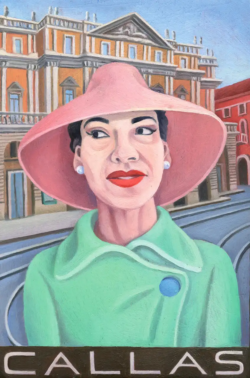 San. XV – Maria Callas, Olio su tavoletta di legno, 11,5 × 16,5 cm, Franco Biagioni