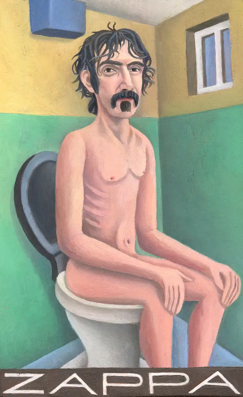 San. XX – Frank Zappa, Olio su tavoletta di legno, 10 × 15,5 cm, Franco Biagioni