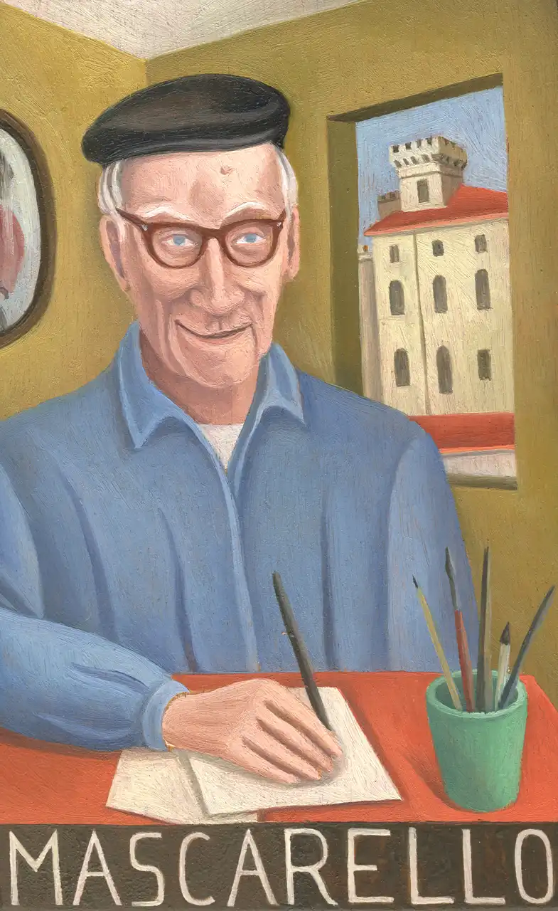 San. XXIX – Bartolo Mascarello, Olio su tavoletta di legno, 11 × 17,5 cm, Franco Biagioni
