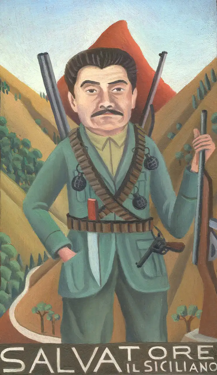San. XXVIII – Salvatore il Siciliano, Olio su tavoletta di legno, 10,5 × 17,5 cm, Franco Biagioni