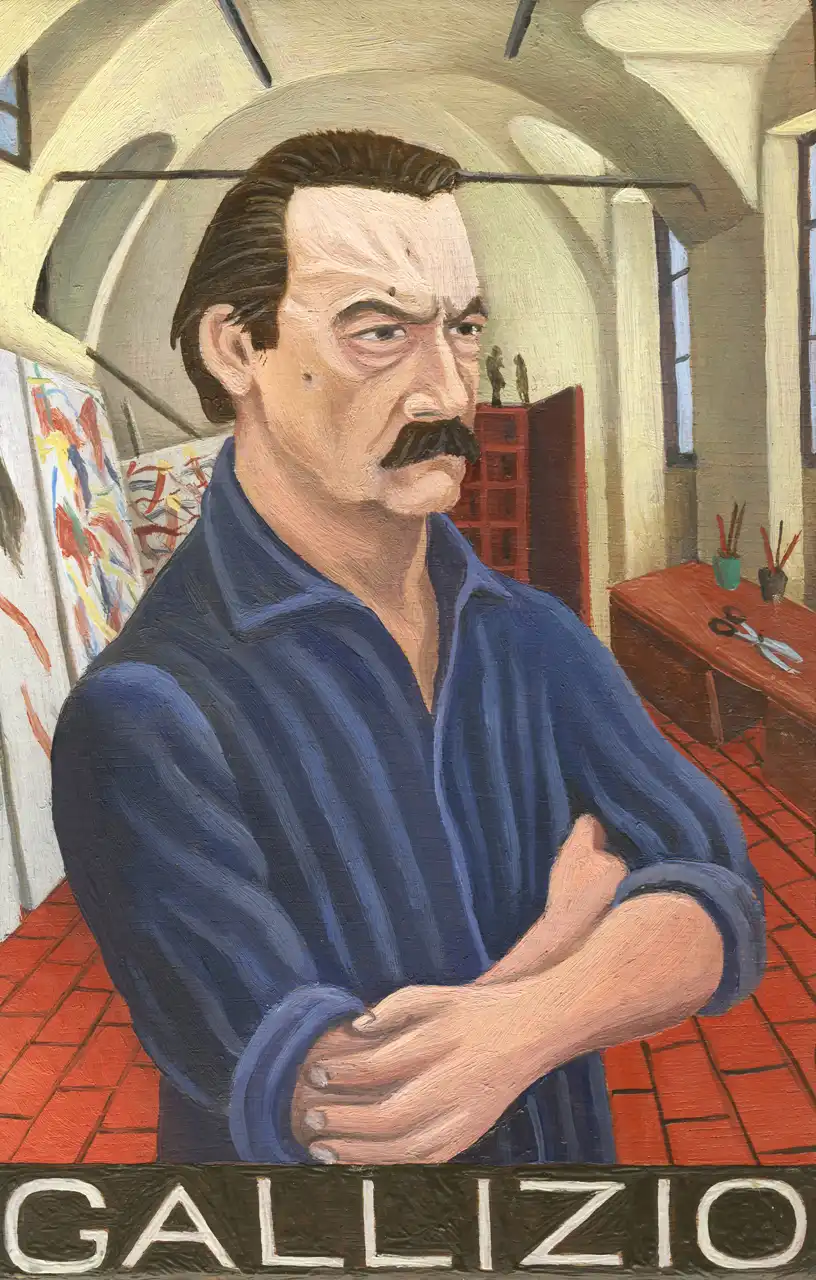 San. XXXIV – Giuseppe ‘Pinot’ Gallizio, Olio su tavoletta di legno, 11,5 × 17 cm, Franco Biagioni