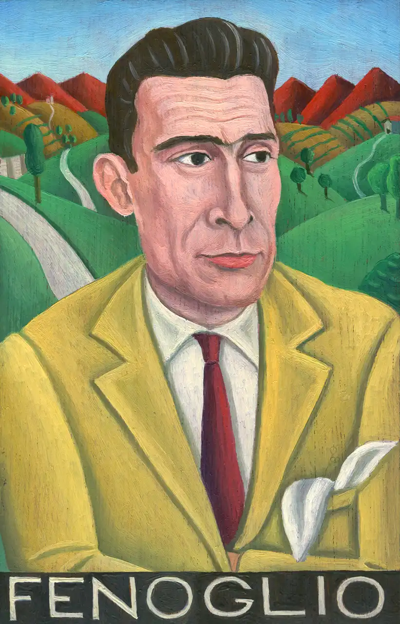 San. XXXIX – Beppe Fenoglio, Olio su tavoletta di legno, 11 × 17 cm, Franco Biagioni