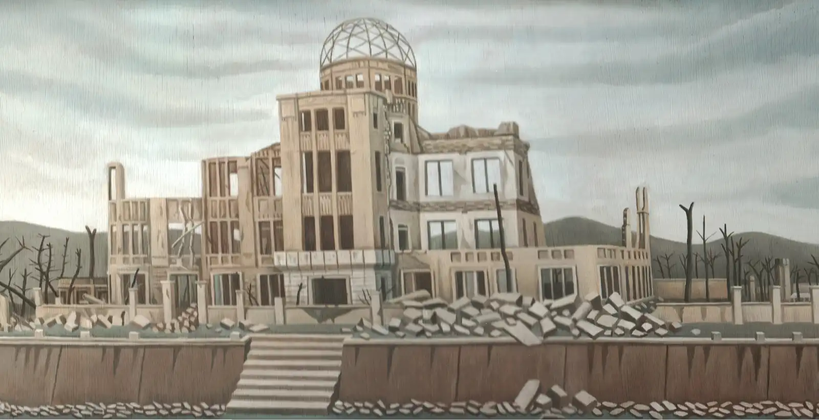 Tav. CIII – Hiroshima, Olio su tavoletta di legno, 42,5 × 22,5 cm, Franco Biagioni