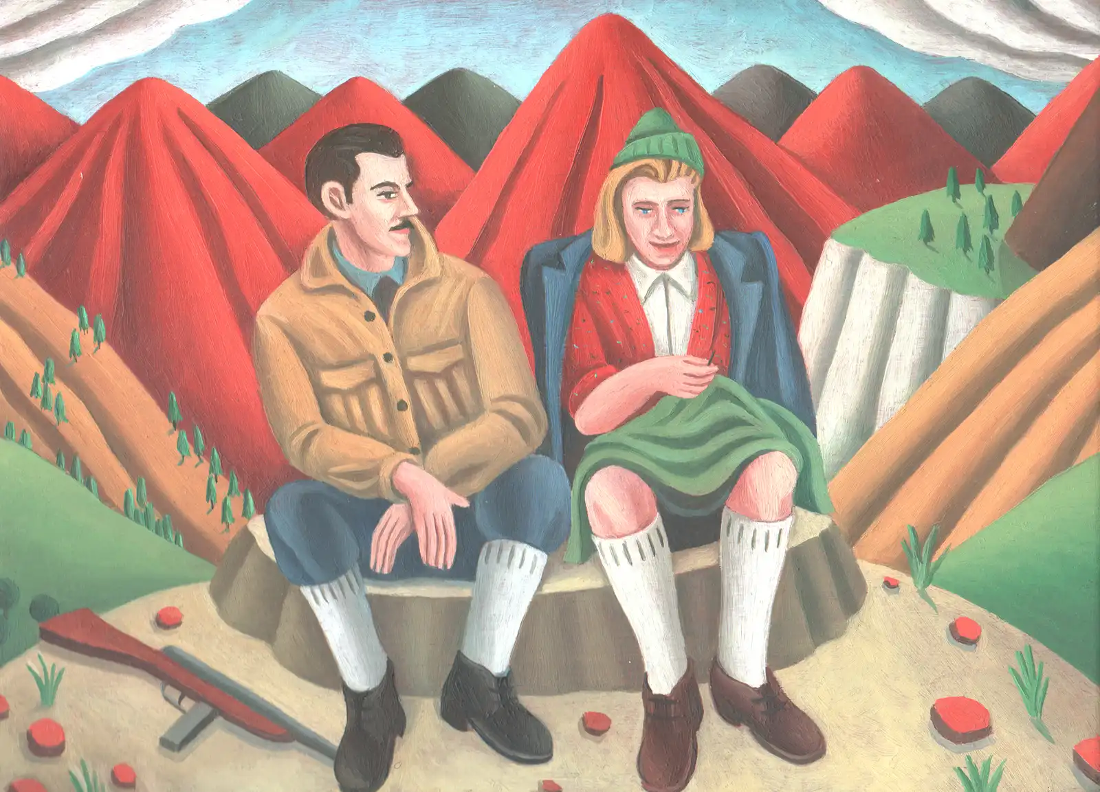 Tav. CXXI – Una coppia Partigiana, Olio su tavoletta di legno, 21 × 15,5 cm, Franco Biagioni