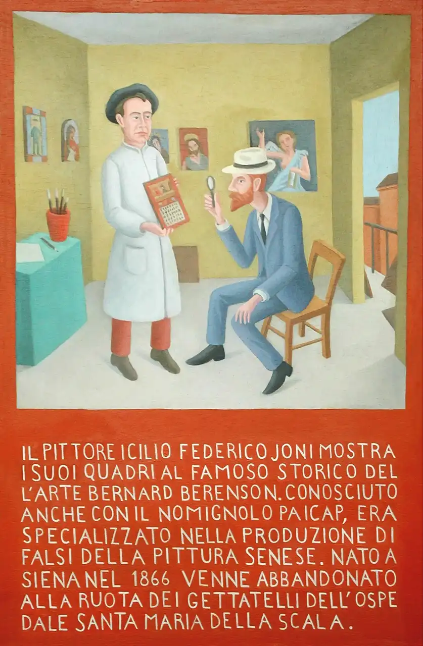 Tav. CXXII – Paicap, Olio su tavoletta di legno, 12 × 17,5 cm, Franco Biagioni