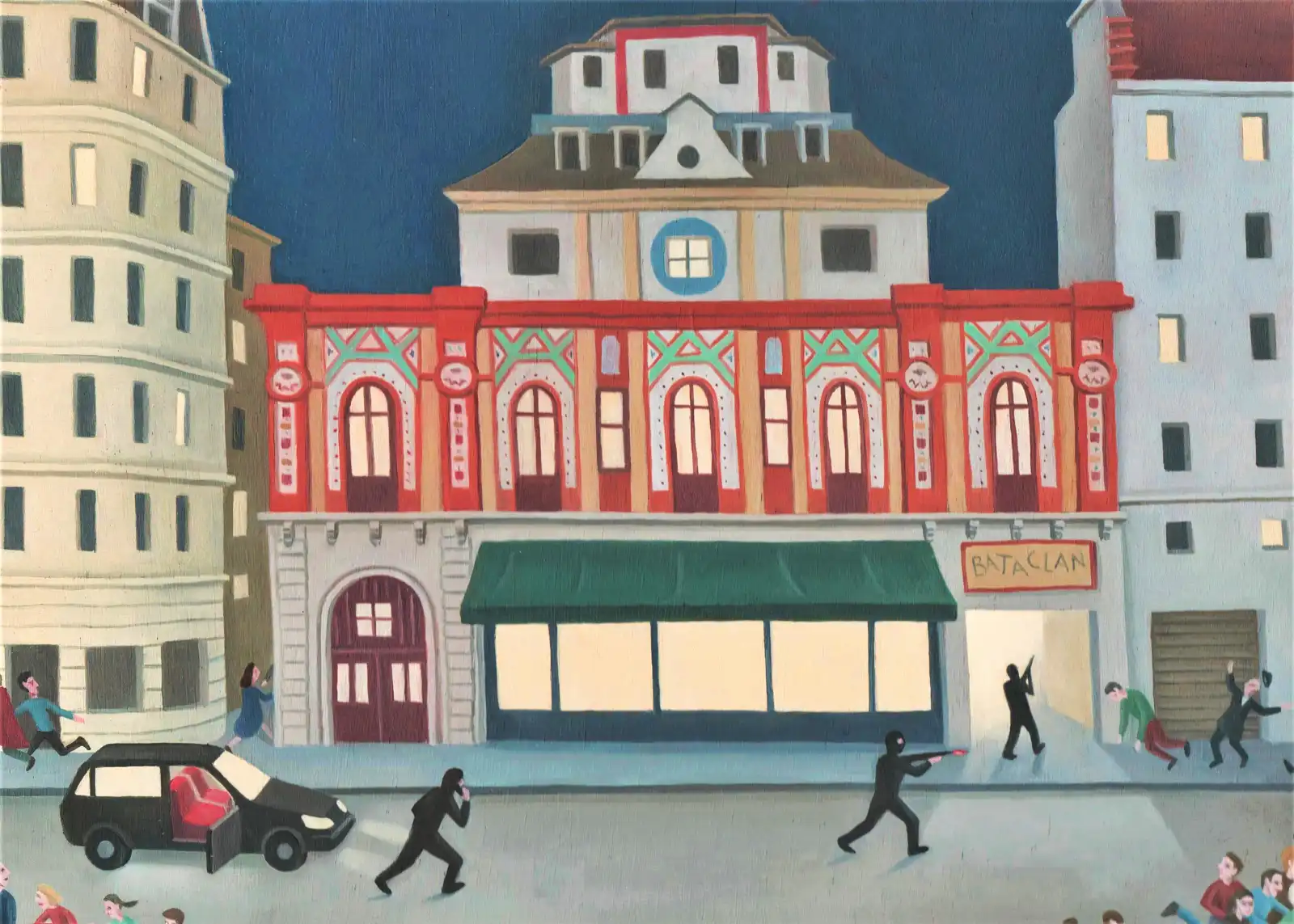 Tav. CXXV – Bataclan, Olio su tavoletta di legno, 29 × 21 cm, Franco Biagioni