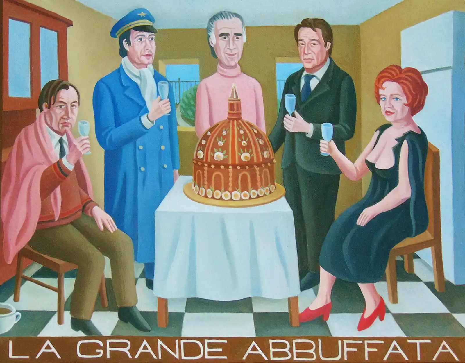 Tav. CXXX – La Grande Abbuffata, Olio su tavoletta di legno, 13 × 10,5 cm, Franco Biagioni