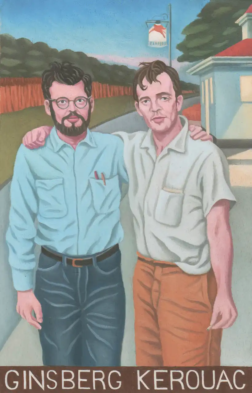 Tav. CXXXIV – Ginsberg-Kerouac, Olio su tavoletta di legno, 15,5 × 24 cm, Franco Biagioni