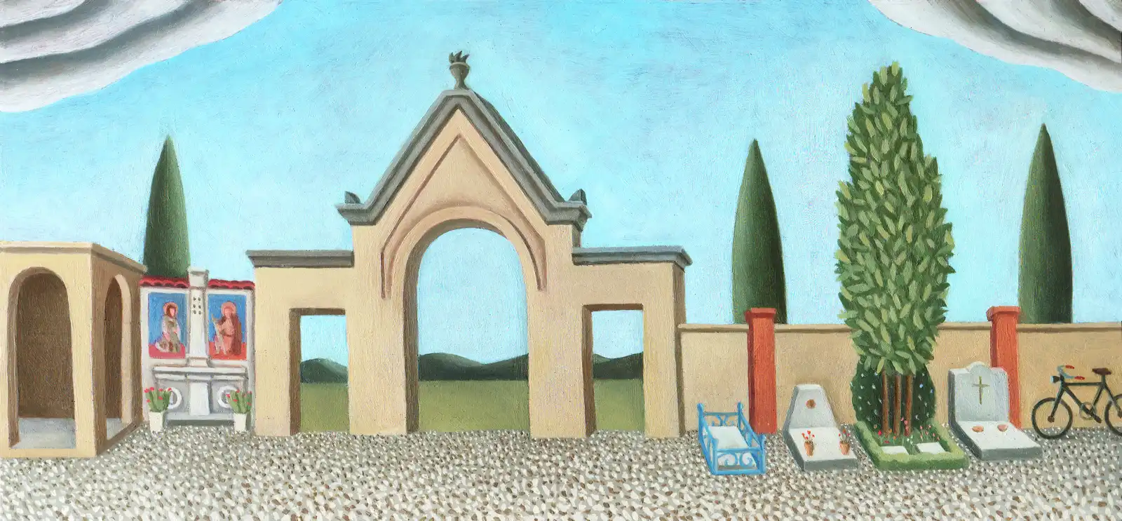 Tav. CXXXIX – Il Cimitero di Casarsa, Olio su tavoletta di legno, 30,5 × 15 cm, Franco Biagioni