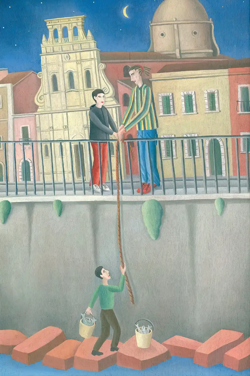 Tav. L – Marti & Nic, Olio su tavoletta di legno, 22 × 32,5 cm, Franco Biagioni