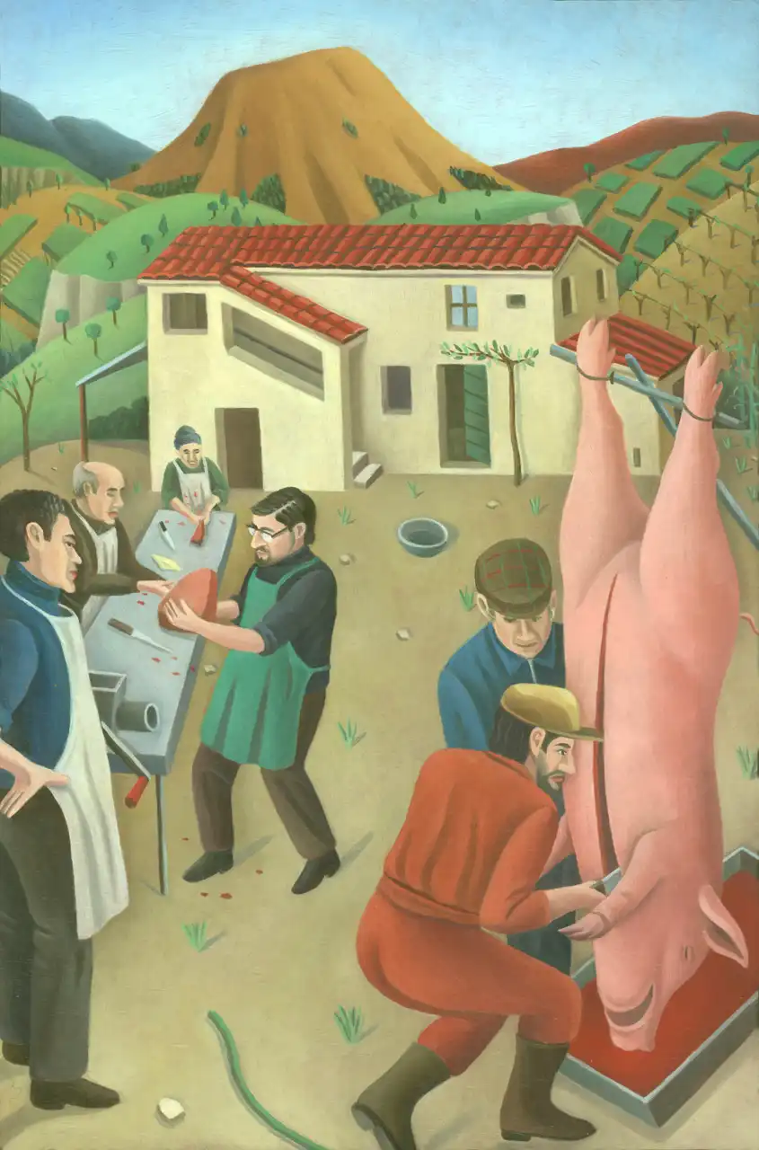 Tav. LXXVIII – La Pista di Apiro, Olio su tavoletta di legno, 22 × 32,5 cm, Franco Biagioni