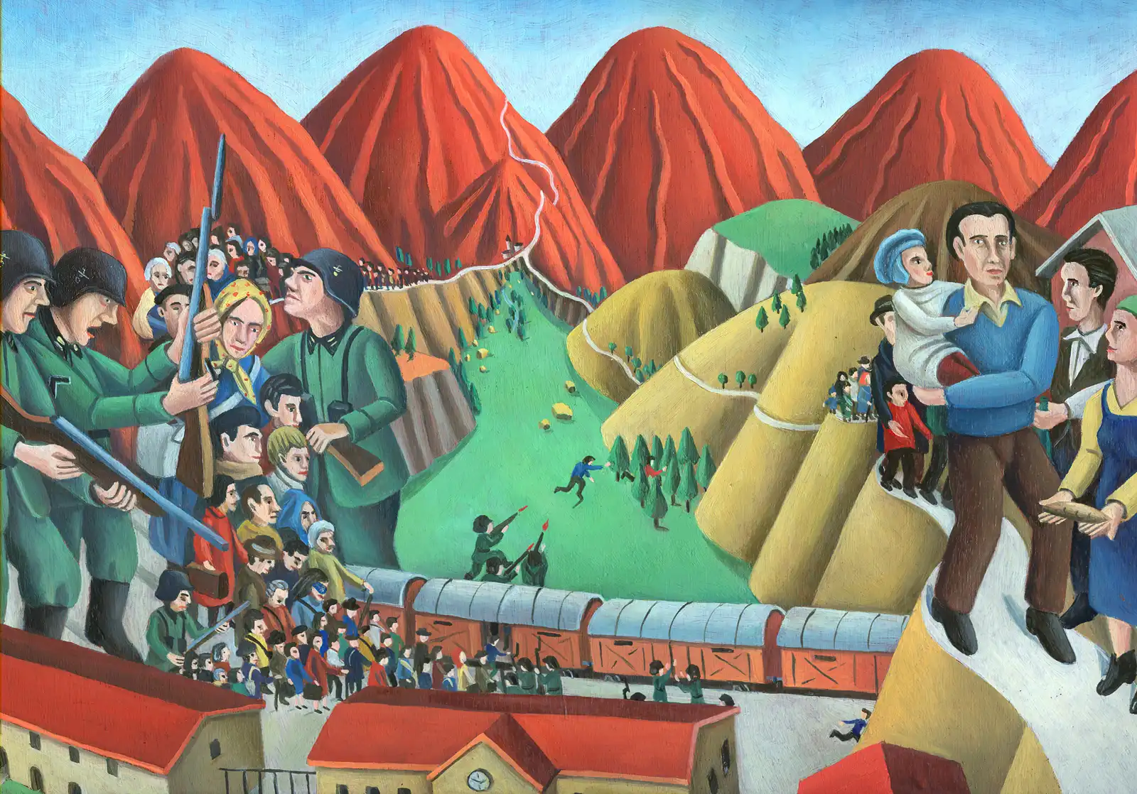 Tav. LXXX – La traversata delle Alpi, Olio su tavoletta di legno, 30,5 × 21,5 cm, Franco Biagioni