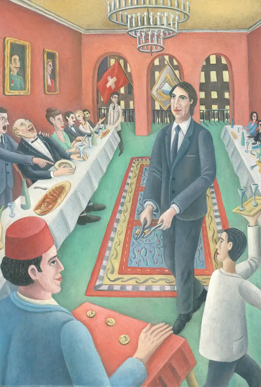 Tav. XXV – Il collezionista, Olio su tavoletta di legno, 21 × 30,5 cm, Franco Biagioni
